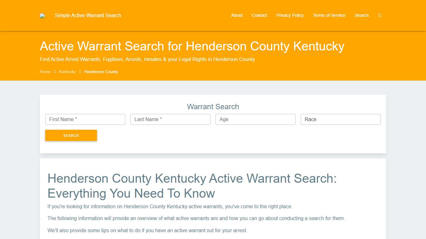 Active Warrant Search in Henderson County Kentucky - Outstanding Warrants